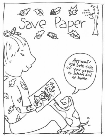 Save Paper - Coloring Page for Kids - Free Printable Picture