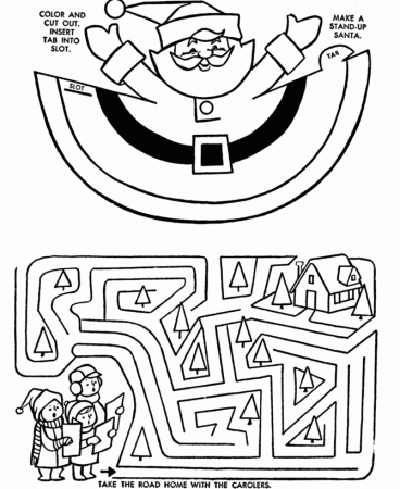 Maze Activity Sheet Pages | Santa and Christmas Carolers Maze 