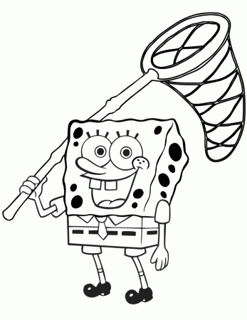 Spongebob With Net Coloring Page | Free Printable Coloring Pages