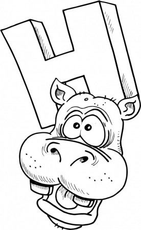 Colouring Page Of Letter H With A Hippo Coloring Point 291737 