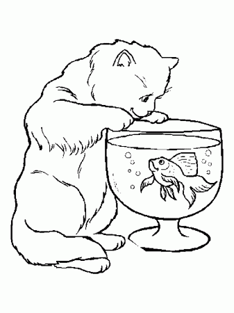 Doll House Elora Cat and Fishbowl Picture to Color