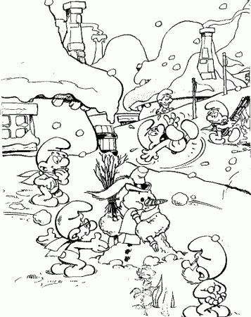 Drawn Heroes | The smurfs village coloring page