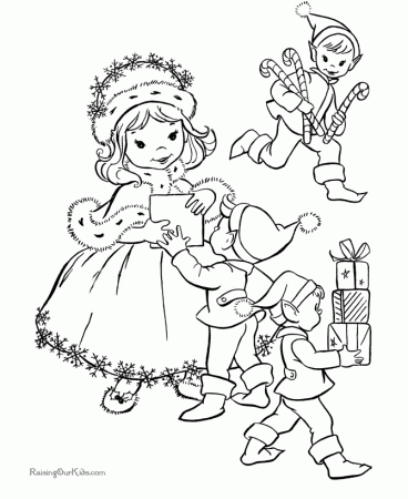 Coloring Pages With Three Happy Christmas Elves