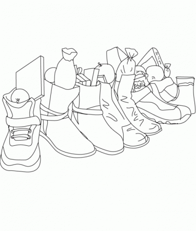 Christmas Gifts In The Shoes Coloring Christmas Coloring Pages 