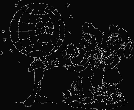 boy and girl give plants to earth coloring page com