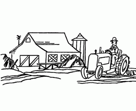 Farm Tractor Coloring Pages | Printable Simple Farmer and Tractor 