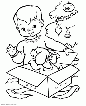 Christmas coloring pages - A Puppy for Christmas!