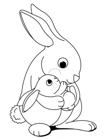 Hugging bunnies - Free Printable Coloring Pages