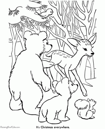 Printable Christmas coloring pages - Animals!