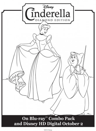 Fairy Godmother & Cinderella - Free Printable Coloring Pages