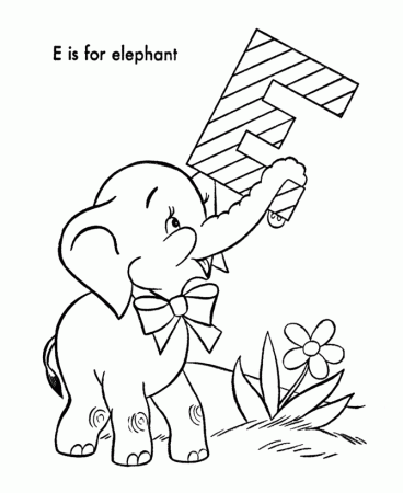 ABC Alphabet Coloring Sheets - ABC Elephant - Animal coloring page 
