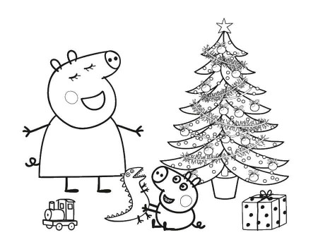 Online coloring pages celebrates, Coloring Family in peppa celebrates Christmas  Christmas.