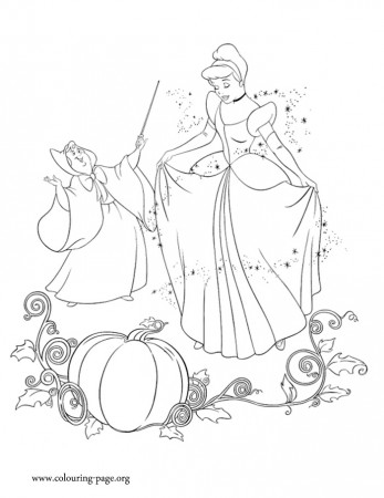 Cinderella - Godmother Fairy using her magic in Cinderella coloring page