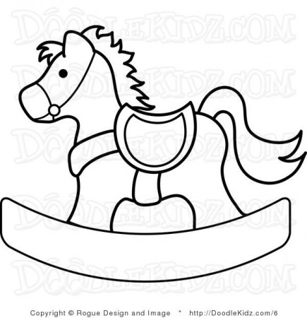 Clip Art Illustration of a Rocking Horse Coloring Page | Rocking horse,  Horse template, Horse coloring pages