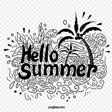 Hand Drawn Hello Summer Black And White Line Drawing, Hello Drawing, Summer  Drawing, Hello Sketch PNG Transparent Clipart Image and PSD File for Free  Download