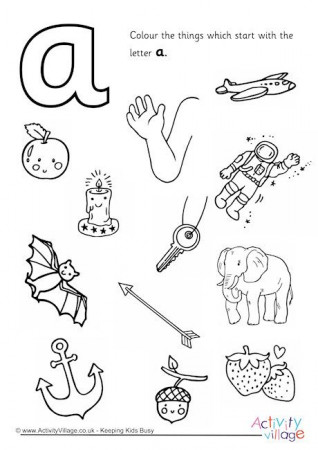 Start With The Letter A Colouring Page | Letter a coloring pages, Jolly  phonics, Jolly phonics activities