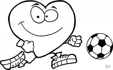 Healthy Red Heart with a Soccer Ball coloring page | Free ...