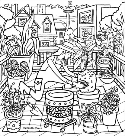 Hey kids, download and color our Seattle-themed coloring page of the week |  The Seattle Times