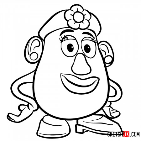 How to draw Mrs. Potato Head | Toy Story - Sketchok easy drawing guides