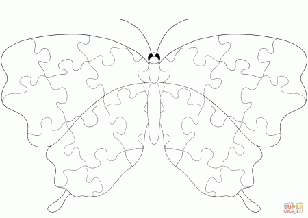 Butterfly with Jigsaw Puzzle Pattern coloring page | Free Printable Coloring  Pages
