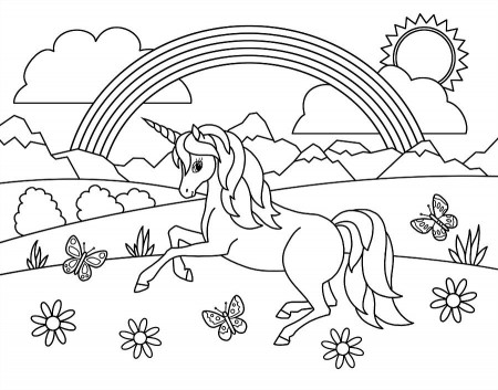 Kids Rainbow Unicorn Coloring Page Painting by Crista Forest - Pixels Merch
