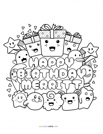 Happy Birthday Merritt coloring page