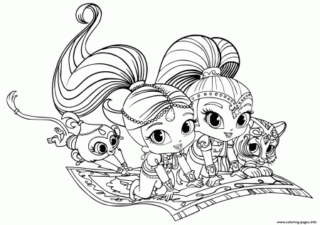Shimmer And Shine Pets Coloring Pages Printable