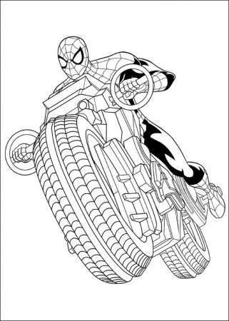 Spiderman Driving Motorcycle Coloring Page - Free Printable ...