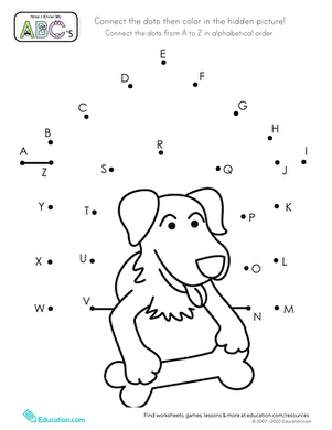 Alphabet Dot-to-Dot Dog House | Worksheet | Education.com
