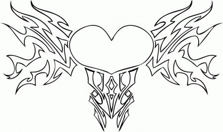 coloring pages of hearts with wings and roses | Only Coloring Pages