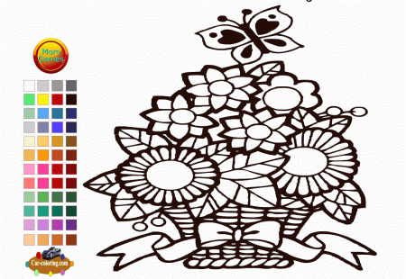 Flower Basket Coloring Pages For Kids - Flower Basket Coloring ...