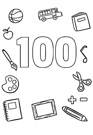 Free Printable 100th Day Of School Elements Coloring Page for Adults and  Kids - Lystok.com