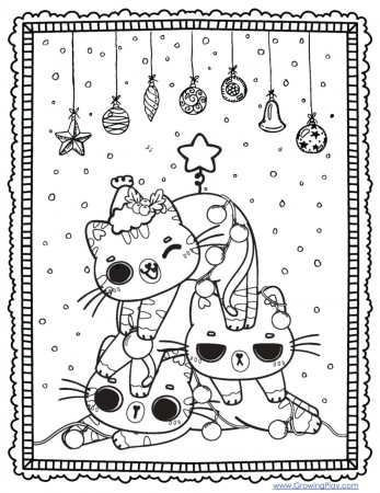 Christmas Cat Coloring Pages PDF - FREE Download - Growing Play