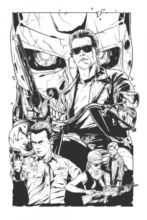 TERMINATOR 2 poster art on Behance | Terminator, Terminator tattoo, Black  and white artwork