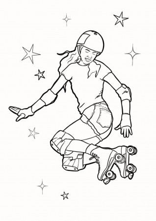 Roller Skaters Colouring Pages Digital ...