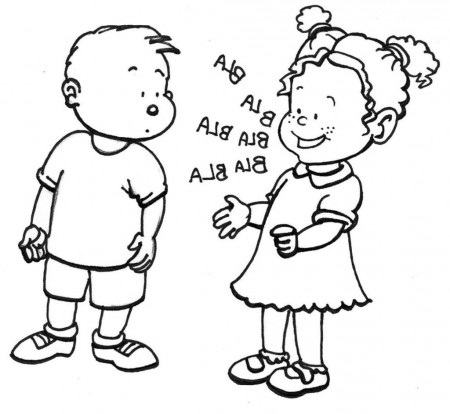 Kids Coloring Page: Children At School Talking Coloring ~ Child ...