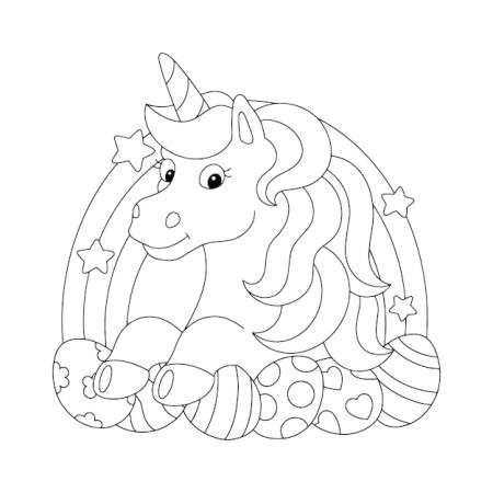 Premium Vector | Unicorn congratulates on the holiday of easter coloring  book page for kids