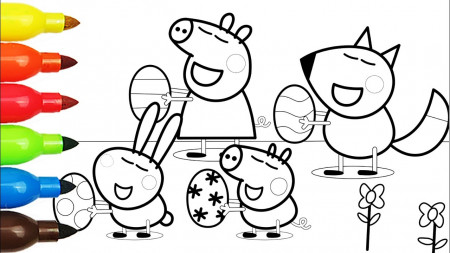 Peppa Pig Easter Eggs Coloring Pages Videos For Kids With Colored Markers  Art For Children - YouTube