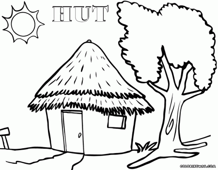 √ Hut coloring pages in 2020 | Tiki faces, Tiki hut, Coloring pages