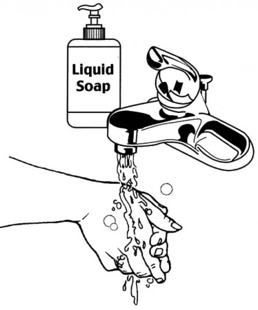 Washing Hand With Liquid Soap Coloring Pages : Coloring Sun