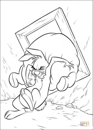 Rabbit Is Pushing Pooh coloring page | Free Printable Coloring Pages