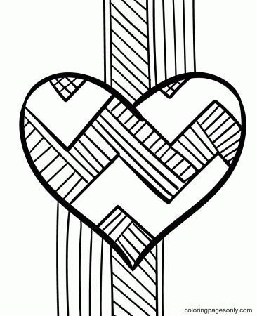 Heart with zig-zag Coloring Pages - Heart Coloring Pages - Coloring Pages  For Kids And Adults