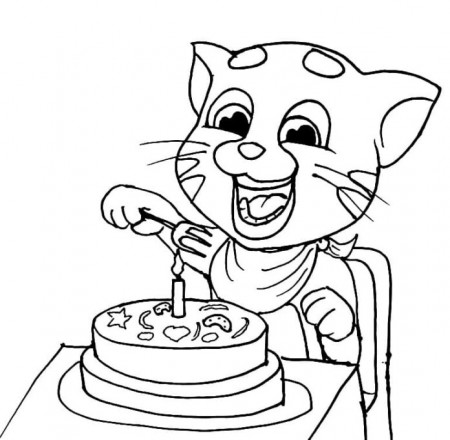 Birthday cake kitty coloring book to print and online