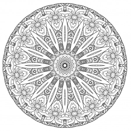 Cool Mandala with Flowers - Difficult Mandalas (for adults)