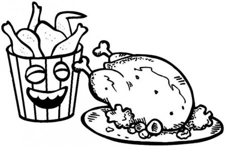 fried chicken in stripes bucket box coloring page of oven fried chicken |  Food coloring pages, Food coloring, Chicken coloring pages
