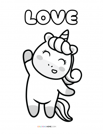 Love unicorn coloring page