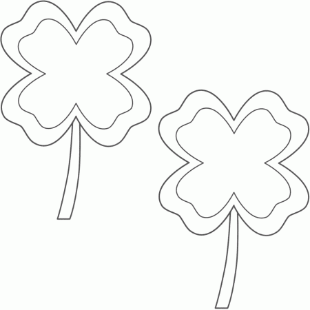 Four Leaf Clovers with border (2 clovers) - Coloring Page (St ...