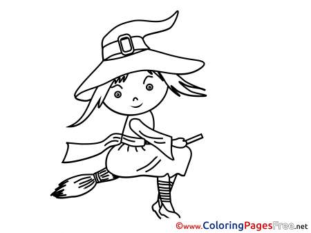 Broom printable Halloween Witch Coloring Sheets