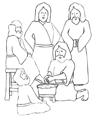 Jesus Washing Feet Coloring Page - Coloring Pages for Kids and for ...