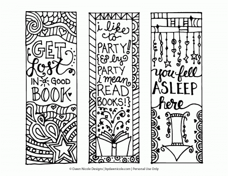 Free Printable Coloring Page Bookmarks | Dawn Nicole Designsâ¢